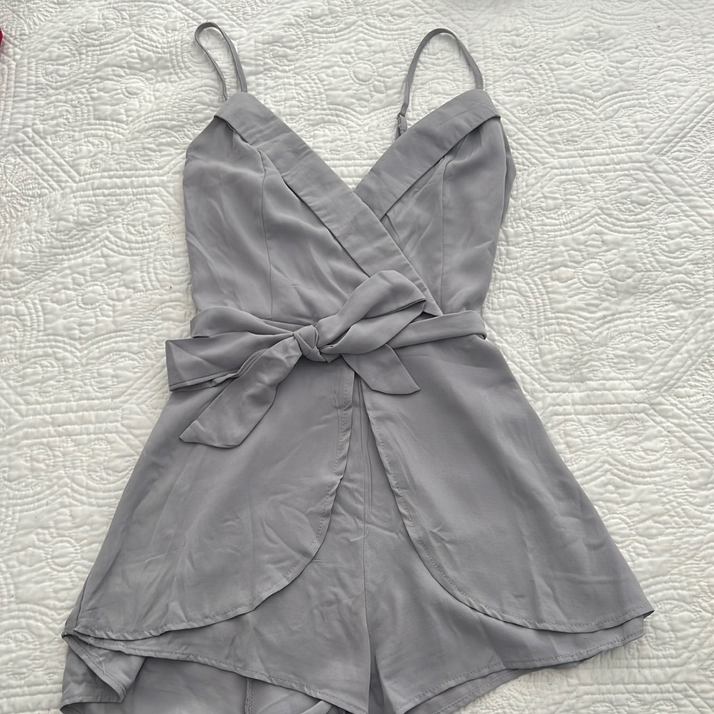 Grey romper with belt